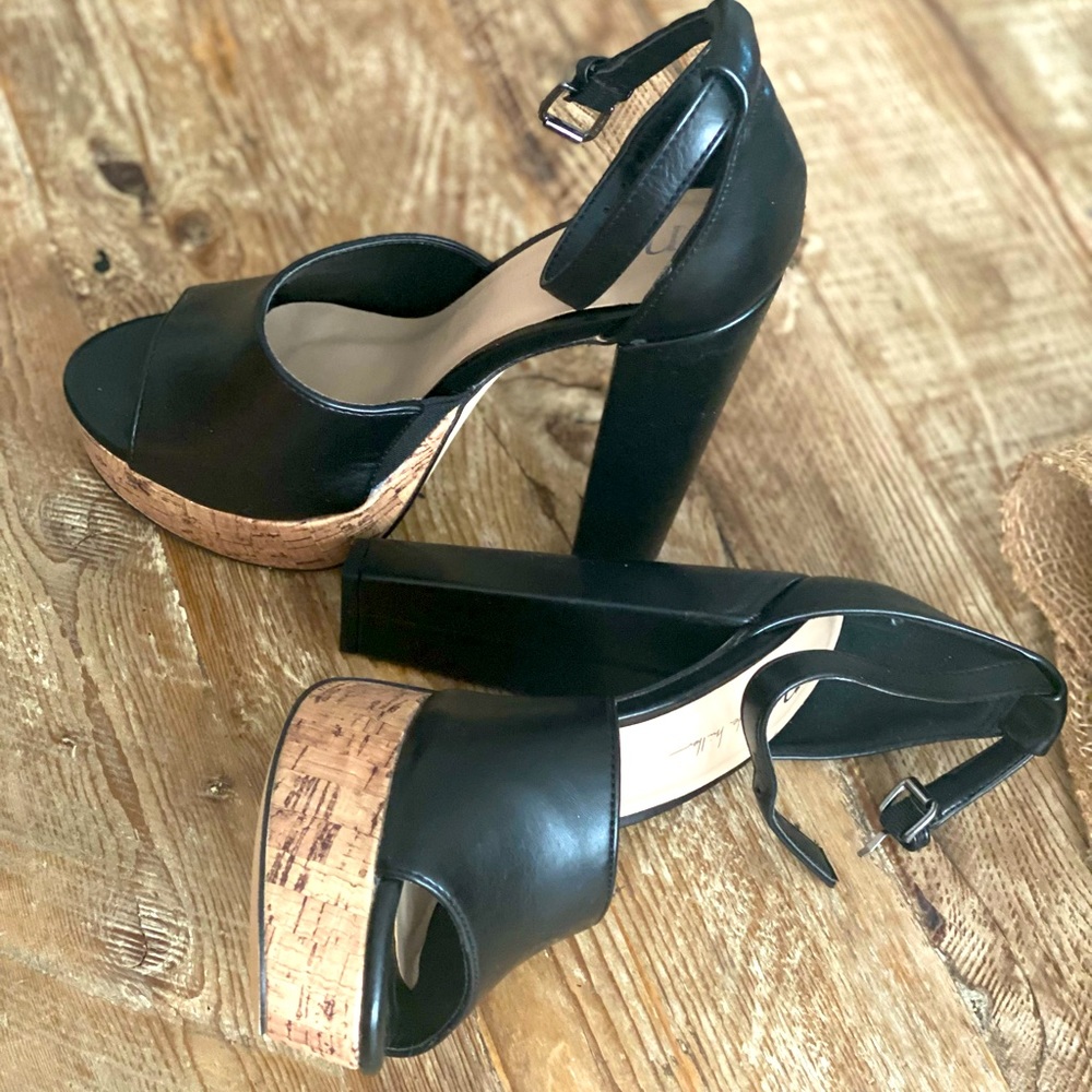 Black cork block heel - super cute!